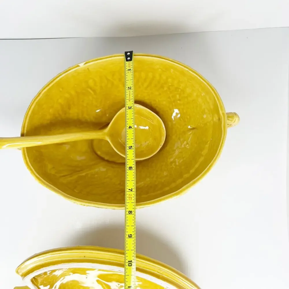 Mustard Yellow California Pottery 782 Soup Tureen Bowl, Lid And Matching Spoon